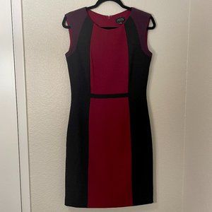 Tahari Black Red Purple Colorblock Dress, Size 4